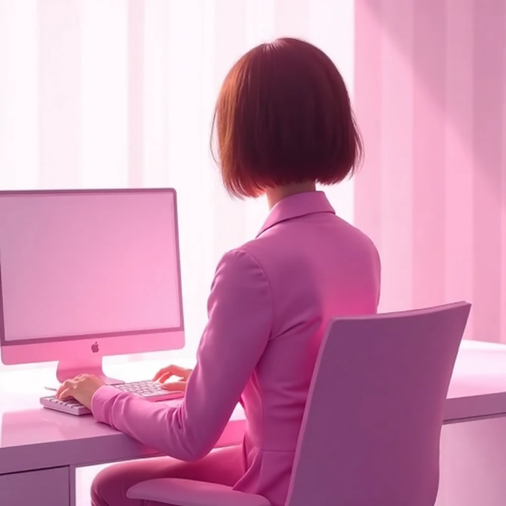 mujer de rosa escribiendo articulos sobre mi acerca de